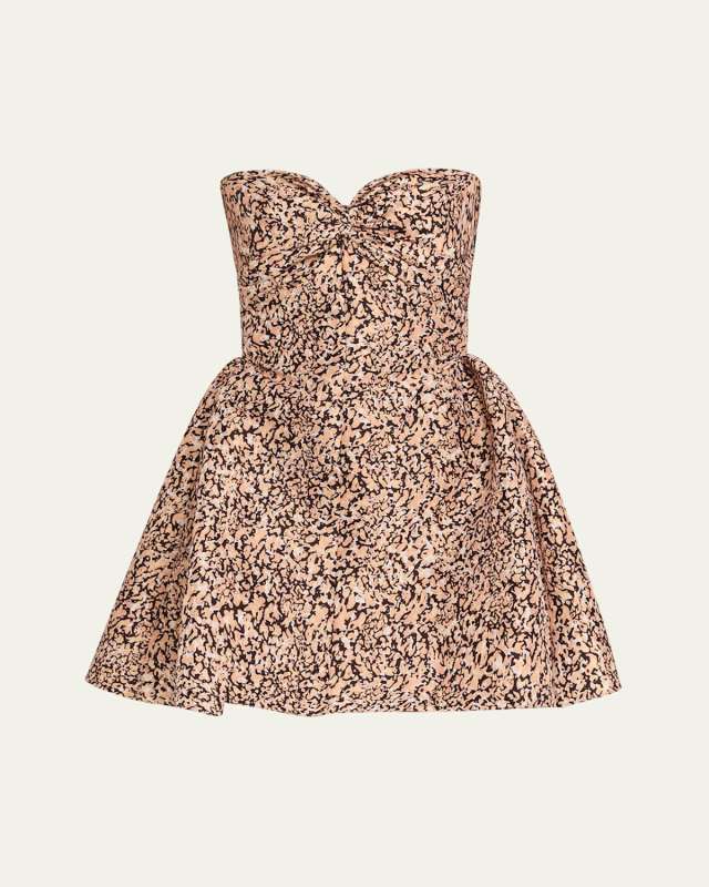 Rossy Leopard Taffeta Strapless Mini Dress